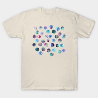 Colorful Ink Dots Pink blue navy T-Shirt